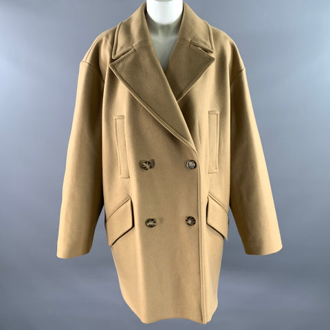 MICHAEL by MICHAEL KORS Size XL Camel Wool Blend Fur Collar Double Breasted Coat