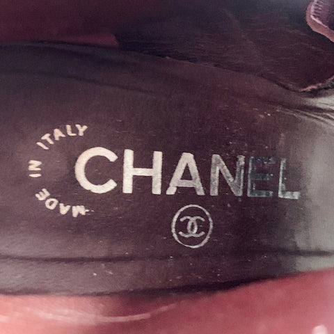 CHANEL Size 8.5 Burgundy Suede Peep Toe Side Zipper Ankle Boots