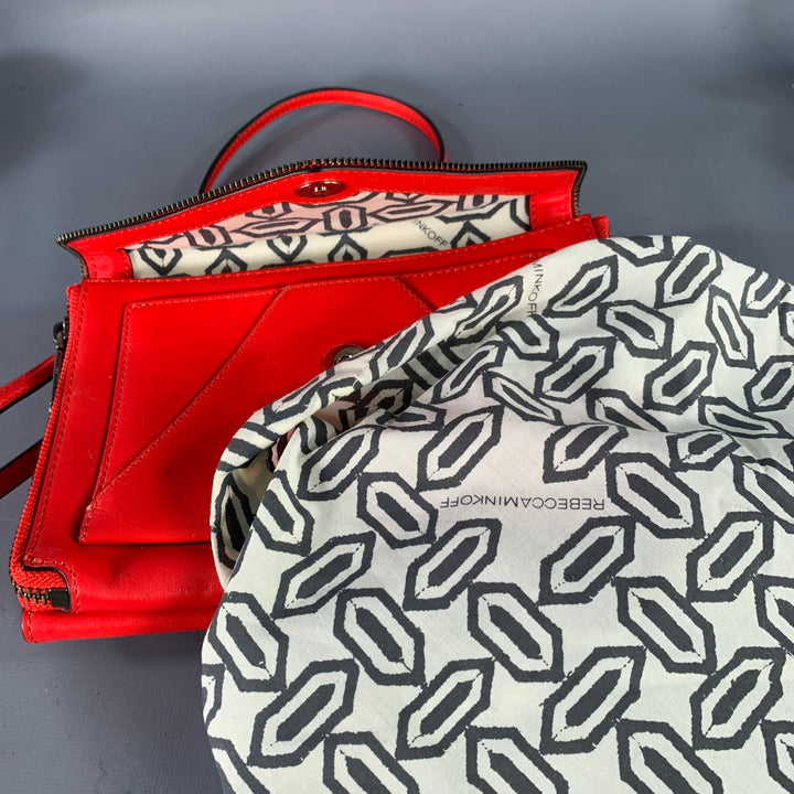 REBECCA MINKOFF Red Leather Cross Body Flap Handbag
