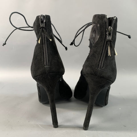 STUART WEITZMAN Size 9 Black Mesh Textured Suede Boots