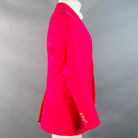 PAUL SMITH Size 36 Pink Fuchsia Wool Blend Peak Lapel Sport Coat