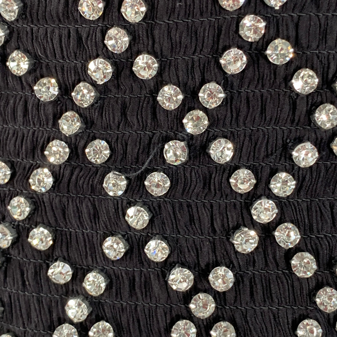RETROFETE Size S Black Silver Viscose Crystal Embellishment Strapless Mini Dress