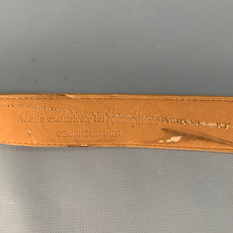 NEIMAN MARCUS Size 32 Camel Silver Leather Belt