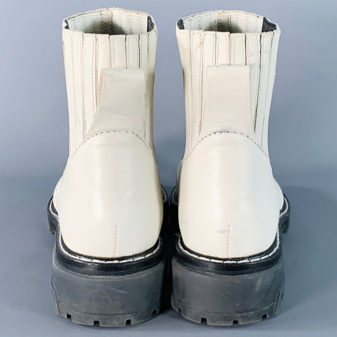 RAG & BONE Size 10 White Leather Pull On Ankle Boots