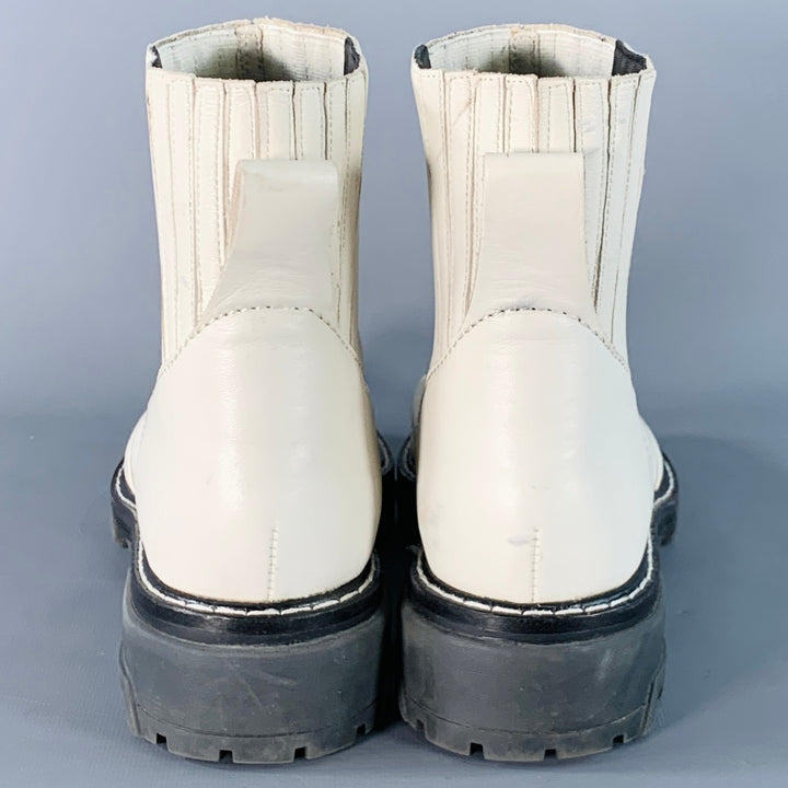 RAG & BONE Size 10 White Leather Pull On Ankle Boots