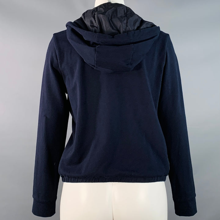 PRADA Size M Navy Cotton Blend Hooded Zip Up Jacket