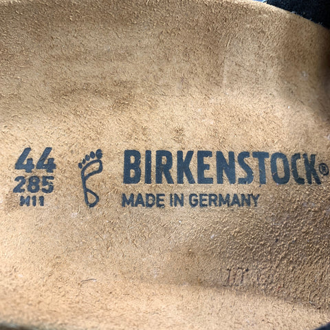 BIRKENSTOCK Size 11 Black Tan Solid Leather Slide Sandals