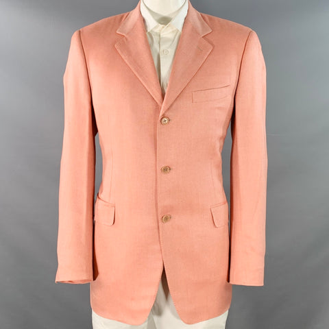 CANALI Size 42 Long Pink Bamboo Rayon Single Breasted Three Button Sport Coat