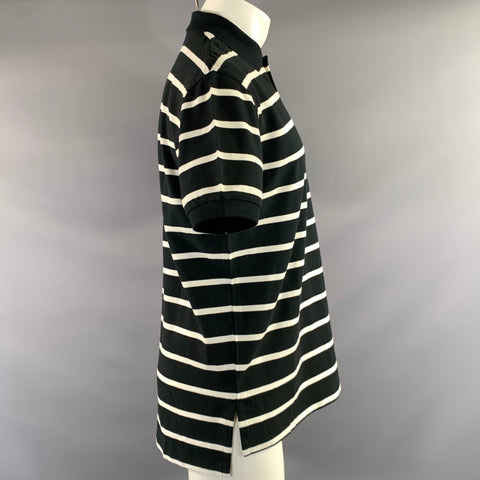RALPH LAUREN Size M Black White Cotton Polo Short Sleeve Shirt