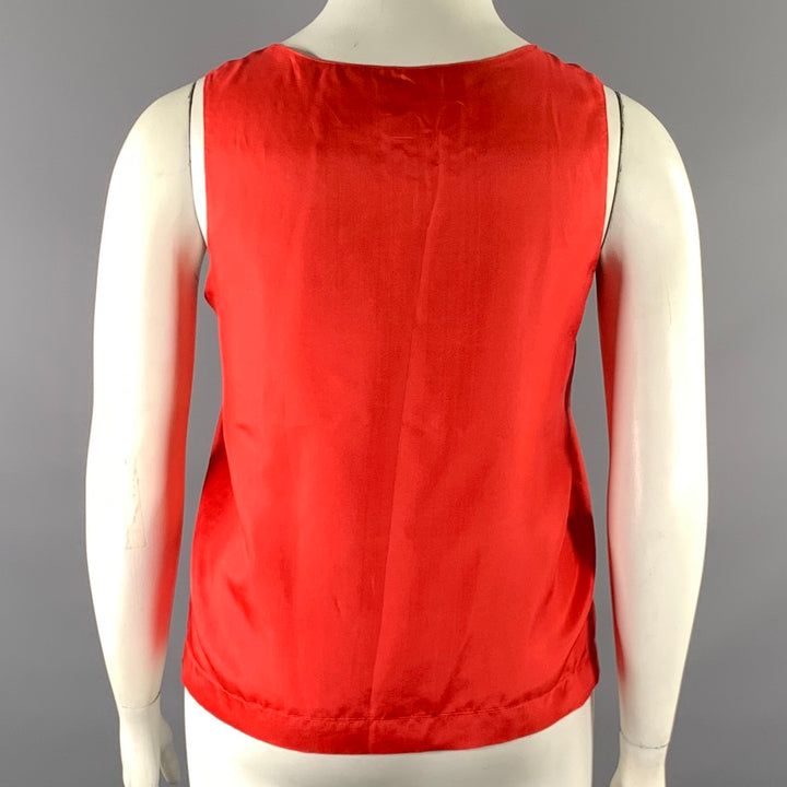HERMES Size 8 Red Silk Tank Casual Top