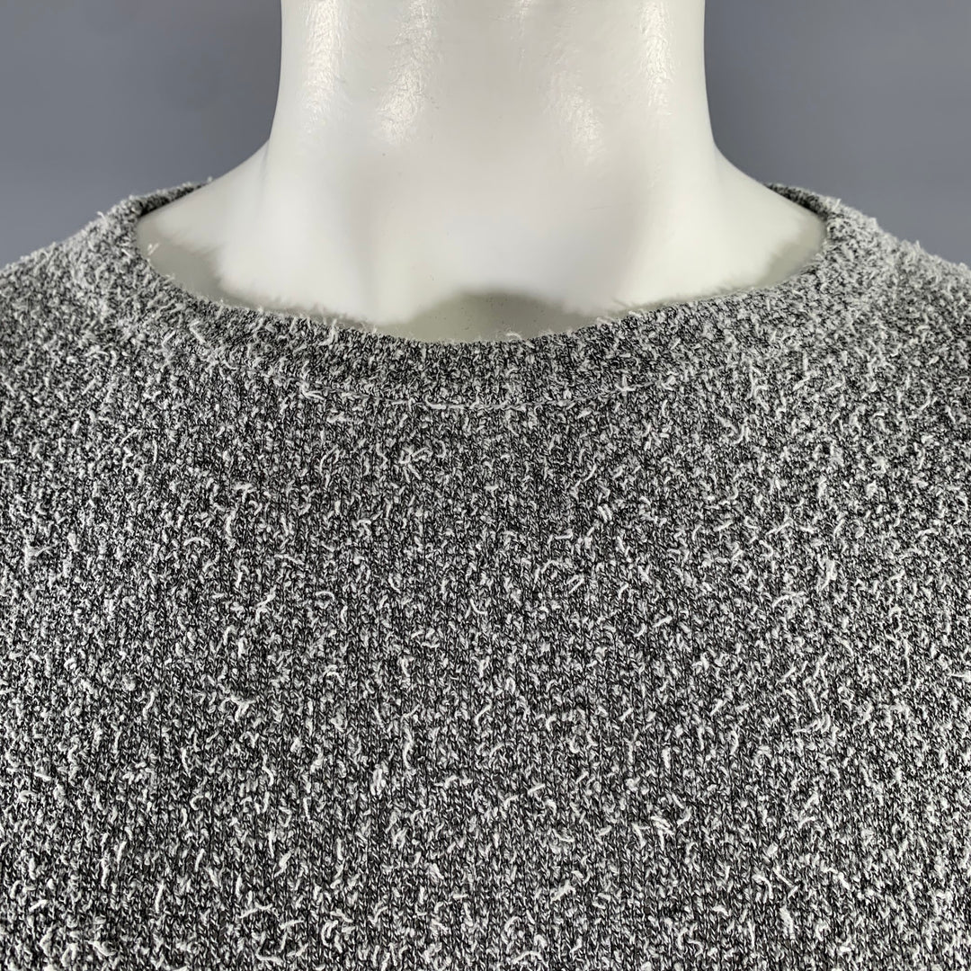 JOHN ELLIOTT Size L Grey Black Textured Cotton Nylon Boat Neck Pullover