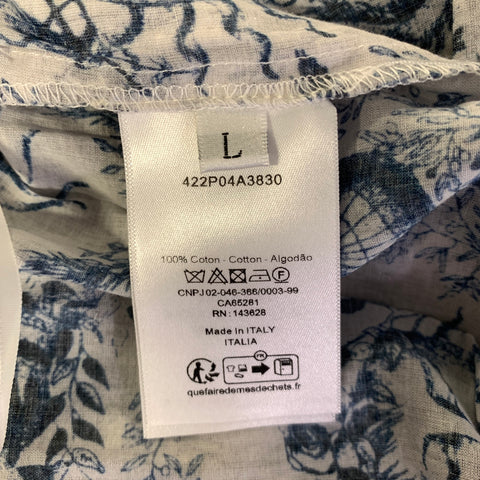 DIOR Size L White Navy Cotton Relaxed Flare Pants
