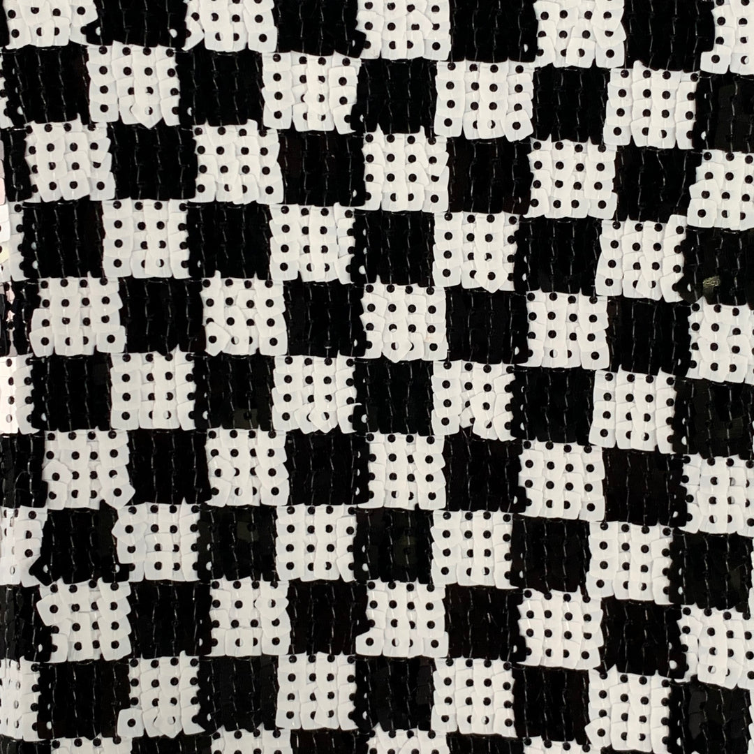 EMPORIO ARMANI Size 4 Black White Polyester Blend Sequined Checkered Dress