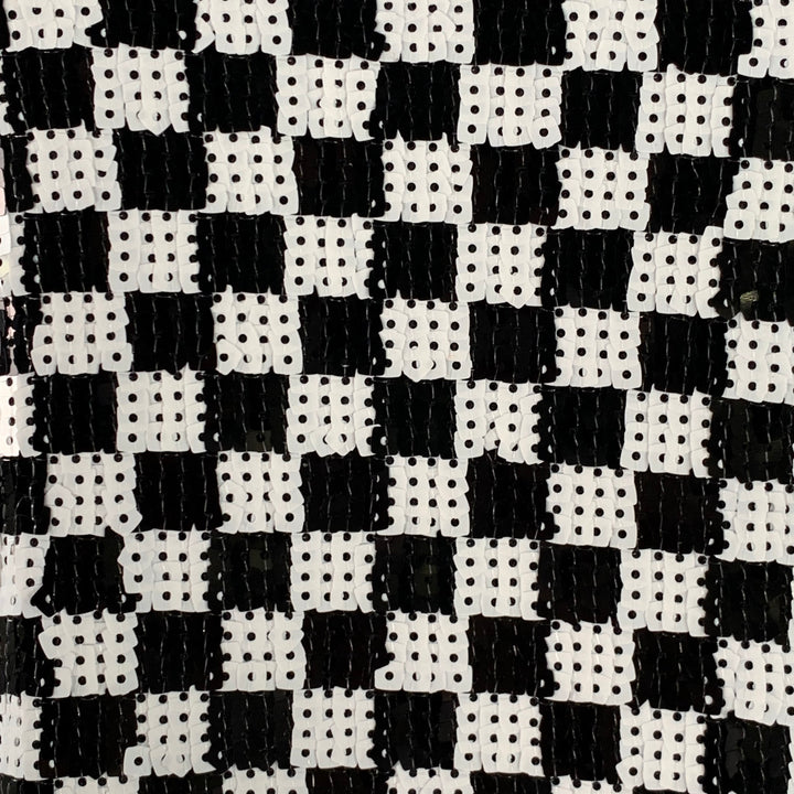 EMPORIO ARMANI Size 4 Black White Polyester Blend Sequined Checkered Dress