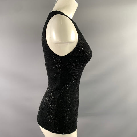 RALPH LAUREN Size S Black Viscose Blend Beaded Tank Dress Top
