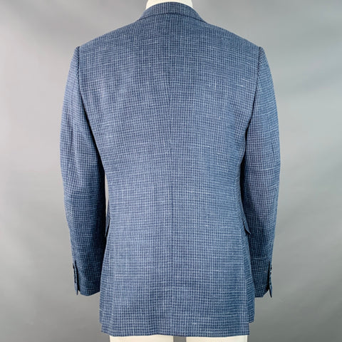 ERMENEGILDO ZEGNA Size 40 Blue Black White Woven Notch Lapel Sport Coat