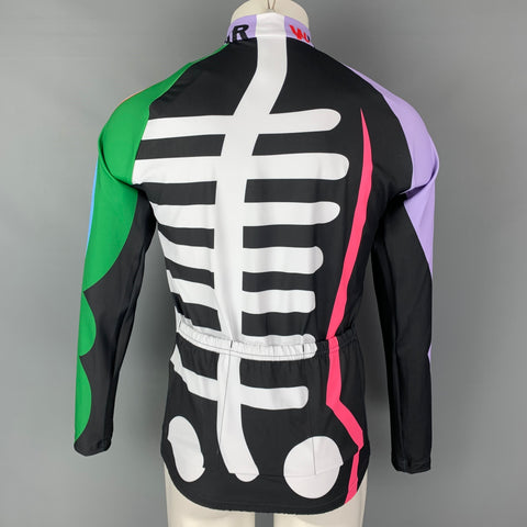 WALTER VAN BEIRENDONCK SS23 Size M Black Graphic Nylon Jersey Bike Top
