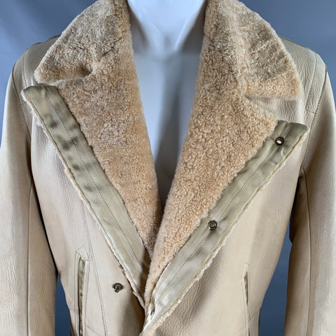 CORPO NOVE Size 42 Camel Leather Overcoat Coat