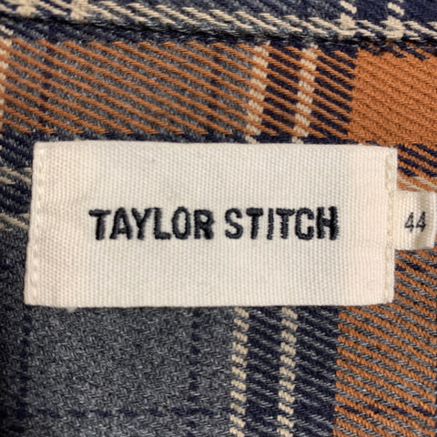 TAYLOR STITCH Size XL Orange Grey Plaid Organic Cotton Long Sleeve Shirt