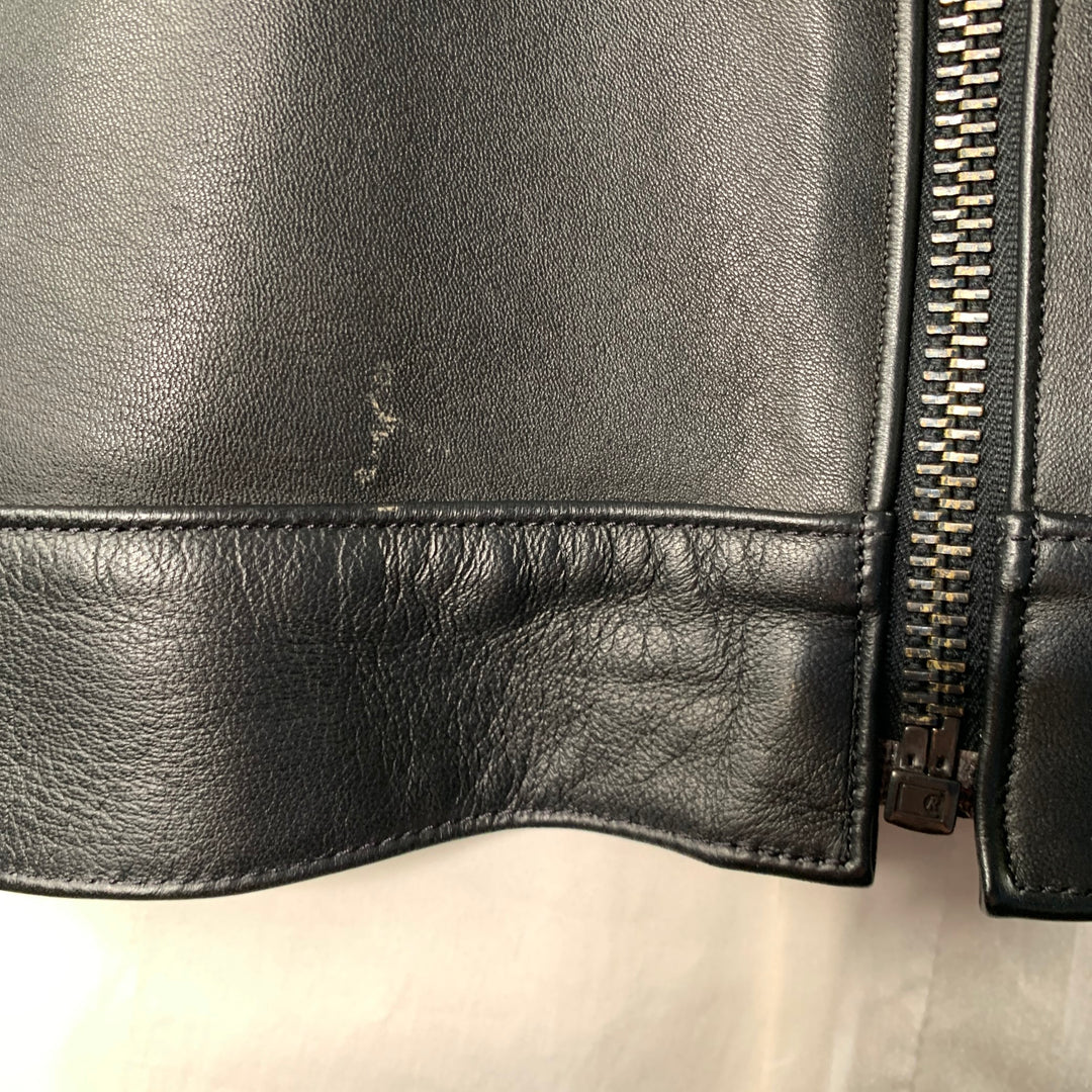 THURSDAY Chest Size XL Black Solid Lambskin Pointed Collar Jacket