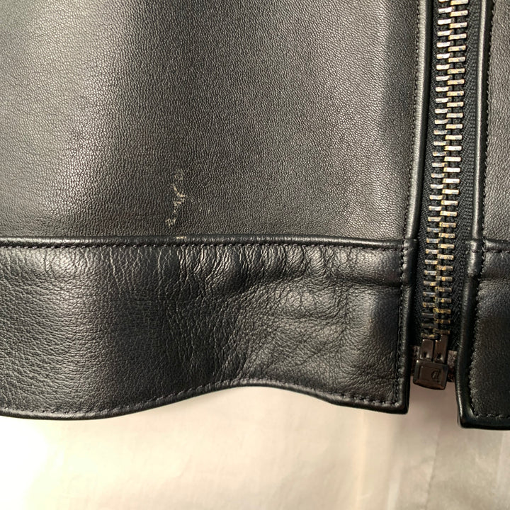 THURSDAY Chest Size XL Black Solid Lambskin Pointed Collar Jacket