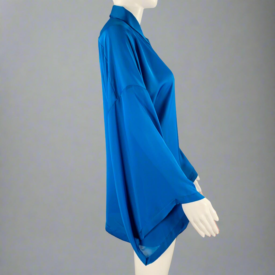 VERSACE COLLECTION Size 6 Blue Polyester Wing Sleeve Blouse