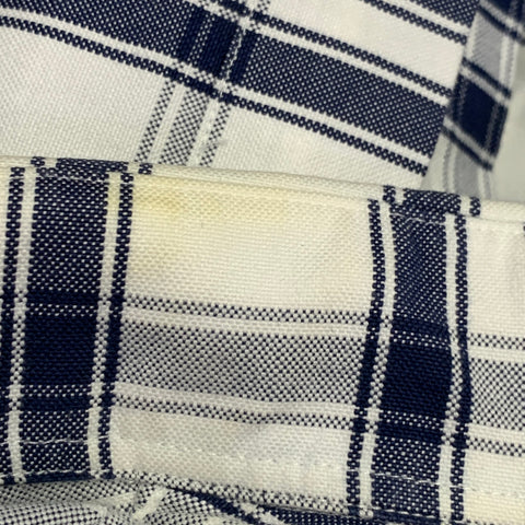 THOM BROWNE Size S White Navy Plaid Cotton One Pocket Long Sleeve Shirt