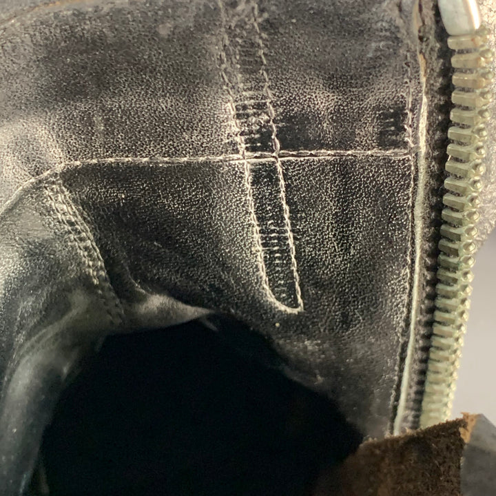 RICK OWENS Size 7.5 Black Leather Hidden Heel Side Zipper Wedge Pumps