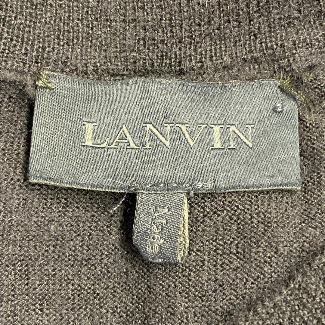 LANVIN Size M Navy Cashmere Reverse Seams V-Neck Pullover