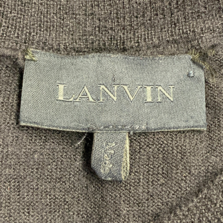 LANVIN Size M Navy Cashmere Reverse Seams V-Neck Pullover