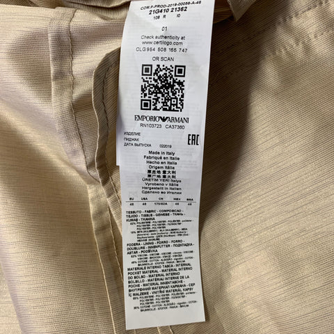 EMPORIO ARMANI Size 36 Gold Polyester Silk Shawl Lapel Sport Coat