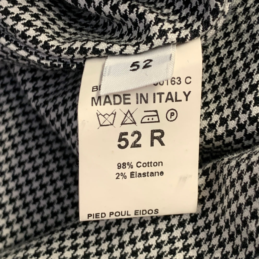 EIDOS Size 42 Black White Houndstooth Cotton Blend Button Up Coat
