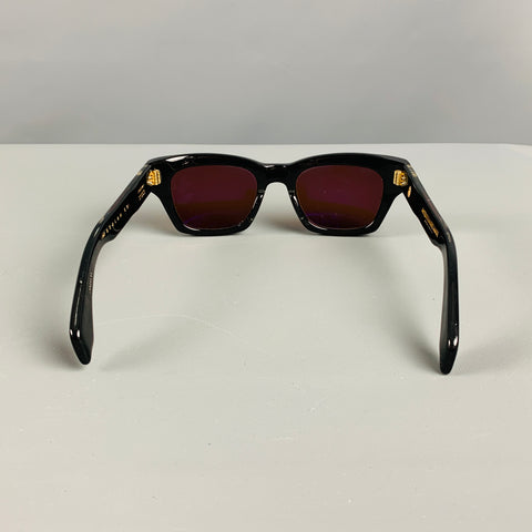 JACQUES MARIE MAGE Black Gold Stripe Acetate Sunglasses