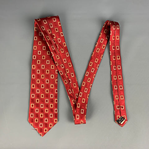 ERMENEGILDO ZEGNA Red White Squares Silk Tie