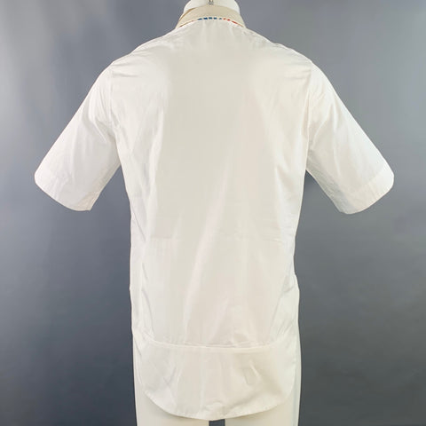 HAIDER ACKERMANN Size S White Cotton Hidden Placket Short Sleeve Shirt