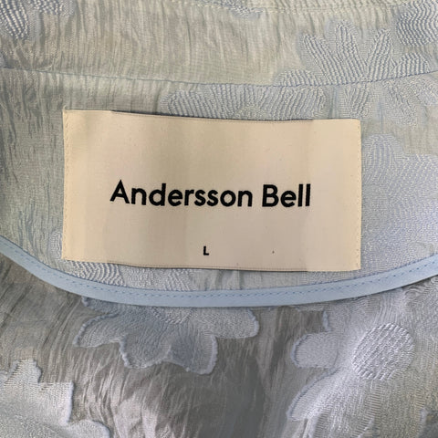 ANDERSON BELL Size L Light Blue White Floral Nylon Blend Pointed Collar Jacket