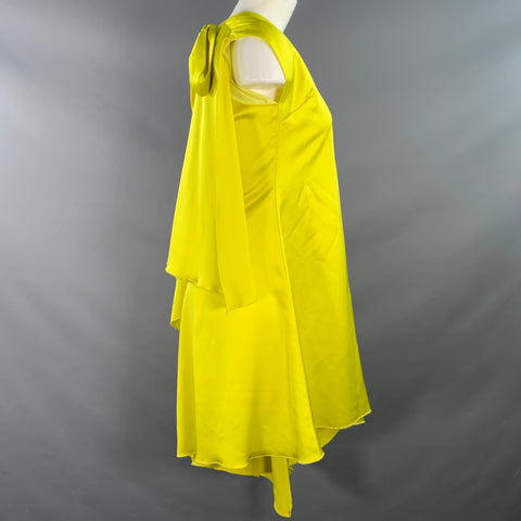 MSGM Size S Yellow Polyester Layered A-Line V-Neck Dress