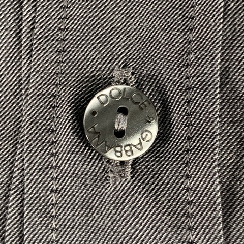 DOLCE & GABBANA Size M Grey Cotton Button Up Long Sleeve Shirt