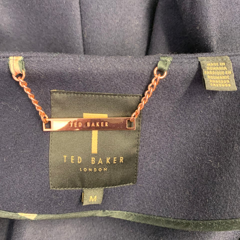 TED BAKER Size M Vickiye Navy Wool Blend Snaps Cape