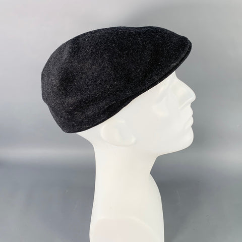 VINTAGE Grey Charcoal Felt Wool Flat Cap Hat