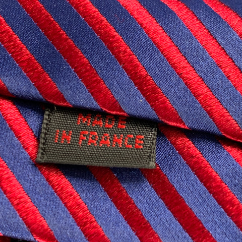 CHARVET Red Blue Diagonal Stripe Silk Tie