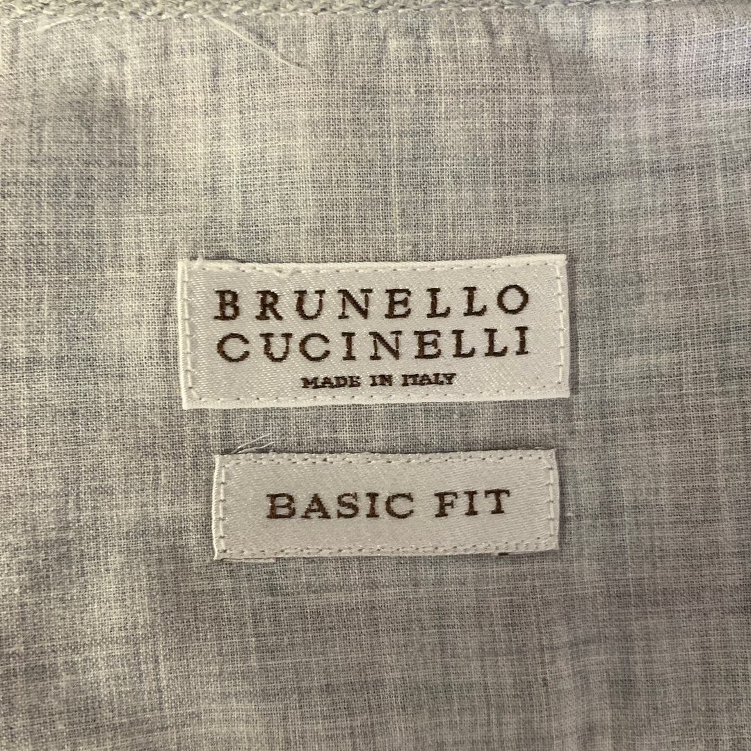 BRUNELLO CUCINELLI Size XS White Burgundy Plaid Cotton Long Sleeve Shirt