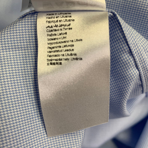 ETON Size M Blue White Checkered Cotton Curved Cutaway Long Sleeve Shirt
