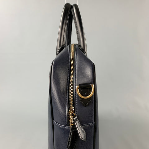 PAUL SMITH Navy & Black Leather Shoulder Strap Briefcase Bag