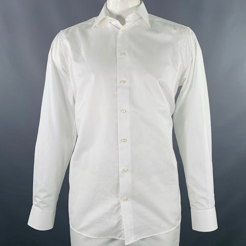 Chemise à manches longues ETON, taille L, en coton et lin blancs