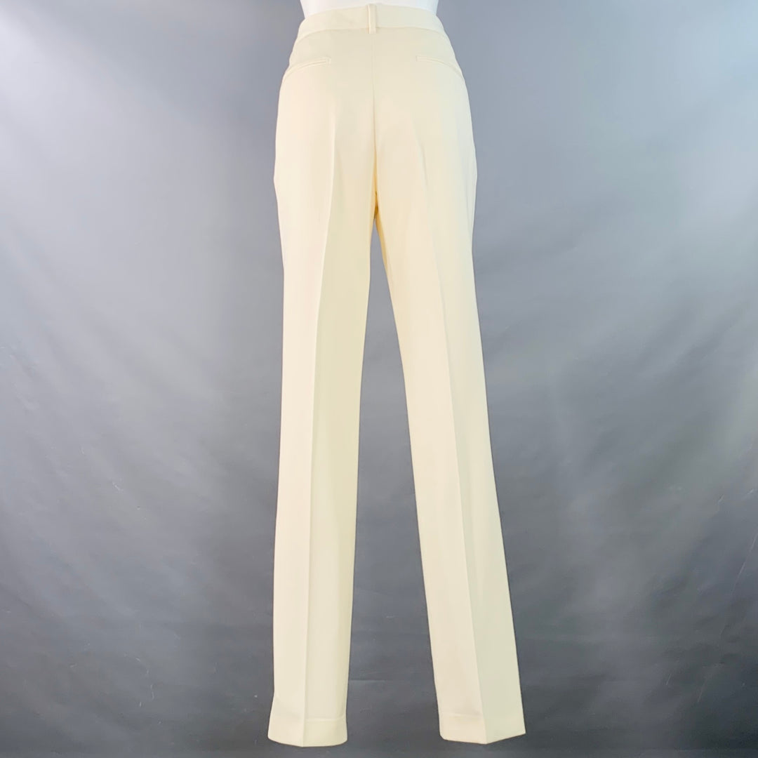 JIL SANDER Size 8 Cream Wool Flat Front Dress Pants