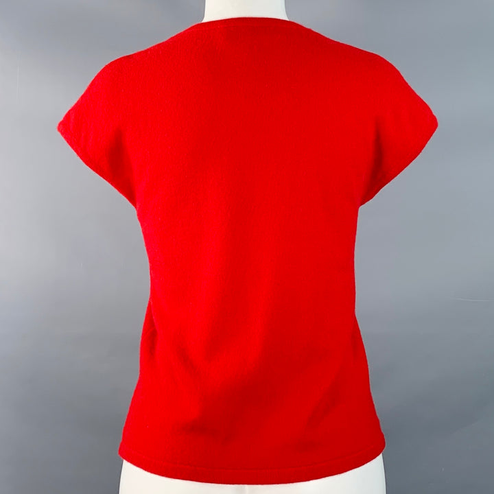SHIRIN GUILD Size S Red Cashmere Short Sleeve Crew Neck Casual Top