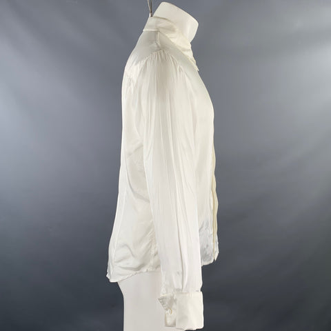 DRIES VAN NOTEN Taille S Chemise à manches longues en mélange de viscose blanche avec poignets mousquetaires