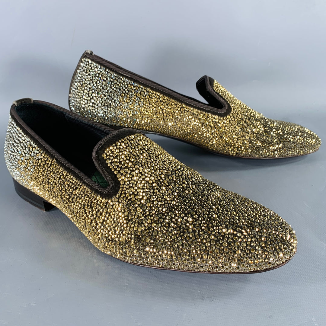 LOUIS LEEMAN Size 9 Gold Silver Rhinestone Velvet Slip On Loafers – Sui  Generis Designer Consignment