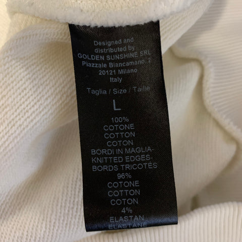 BLUE SKY INN Size L White Blue & Pink Graphic Cotton Hoodie Sweatshirt